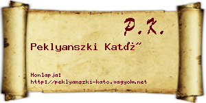 Peklyanszki Kató névjegykártya
